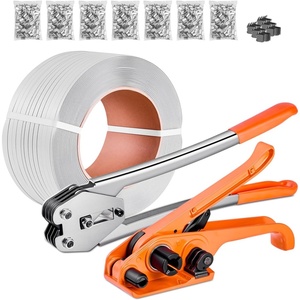 image:imageVEVOR Electric Strapping Machine for 035063 PP PET Straps Portable Electric Banding Tool with Digital Display 2 x 5000mAh Battery Powered Automatic Strapping Tool for Packaging Box PalletPP 12x3200 5PC Set