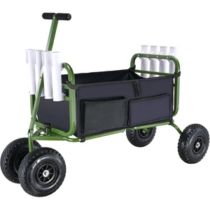image:imageVEVOR Fishing Cart 300 lbs Load Capacity Foldable Fish and Marine Cart with Four 11 Big Wheels Rubber Balloon Tires HeavyDuty Steel Pier Wagon Trolley with 8 Rod Holders for Picnic2 11 Rubber Tires
