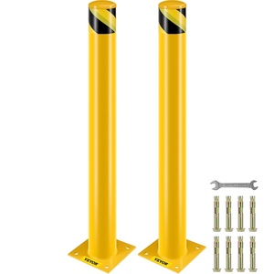 image:imageVEVOR Safety Bollard 36 Inch Height Bollard Post 45 Inch Diameter Steel Pipe Safety Bollard Post Yellow Steel Bollard Steel Safety Bollard with 8 Anchor Bolts Perfect for TrafficSensitive Area42Hx45D