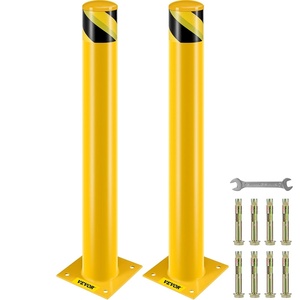 image:imageVEVOR Safety Bollard 36 Inch Height Bollard Post 45 Inch Diameter Steel Pipe Safety Bollard Post Yellow Steel Bollard Steel Safety Bollard with 8 Anchor Bolts Perfect for TrafficSensitive Area36Hx45D