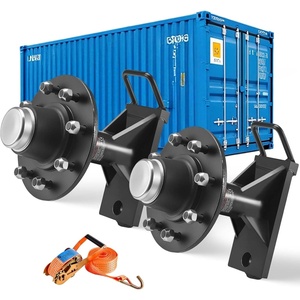 image:imageVEVOR Shipping Container Wheels 6Lug Wheels Kit Heavy Duty Shipping Container Axle with Ratchet Tie DownMoves 20 ft  40 ft Secure Transport for Dock Warehouse Construction Site Black8Lug