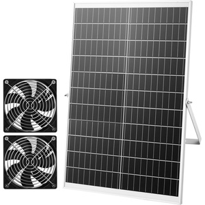 image:imageVEVOR Solar Powered Fan 30W Solar Panel with 2 Fans Adjustable Solar Panel Angle 2668 RPM HighSpeed Flexible Installation Fast Air Exchange for Greenhouse Grow Tents Chicken Coops Shelters47 Fan2 30W