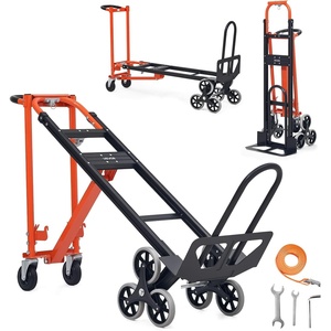 image:imageVEVOR Stair Climbing Cart 440 lbs 330 lbs StairClimbing Capacity HeavyDuty Folding Trolley Cart with Telescoping Handle 6 Wheels and 2 Bungee Cords for Home Groceries Warehouse637 x 179 x 358