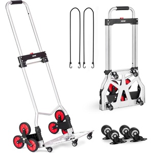image:imageVEVOR Stair Climbing Cart 440 lbs 330 lbs StairClimbing Capacity HeavyDuty Folding Trolley Cart with Telescoping Handle 6 Wheels and 2 Bungee Cords for Home Groceries Warehouse2717 x 187 x 4528