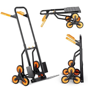 image:imageVEVOR Stair Climbing Cart 440 lbs Capacity Stair Climber Hand Truck and Dolly HeavyDuty Folding Trolley Cart with Dual Handle 6 Wheels amp 2 Elastic Ropes for Home Office Shopping Moving Warehouse
