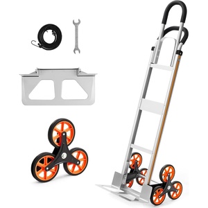 image:imageVEVOR Stair Climbing Dolly 460 lbs HeavyDuty Folding Trolley Cart for Stairs with Telescoping Handle 6 Wheels amp 2 Ropes Stair Climber Dolly for Home Groceries Warehouse604 x 210 x 179
