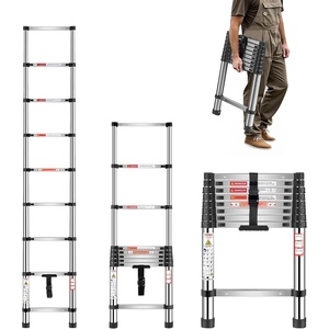 image:imageVEVOR Telescoping Ladder 85FT Aluminum Lightweight Extension Ladder OneButton Retraction Collapsible Ladder 375 LBS Capacity with NonSlip Feet Portable Compact Ladders for Home RV Loft85FT