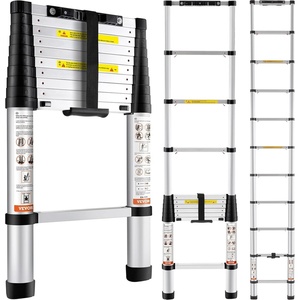 image:imageVEVOR Telescoping Ladder 85FT Aluminum Lightweight Extension Ladder OneButton Retraction Collapsible Ladder 375 LBS Capacity with NonSlip Feet Portable Compact Ladders for Home RV Loft105 ft