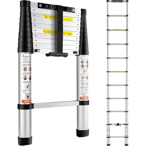 image:imageVEVOR Telescoping Ladder 85FT Aluminum Lightweight Extension Ladder OneButton Retraction Collapsible Ladder 375 LBS Capacity with NonSlip Feet Portable Compact Ladders for Home RV Loft105FT