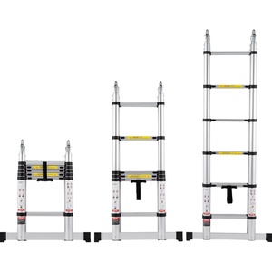 image:imageVEVOR Telescoping Ladder 85FT Aluminum Lightweight Extension Ladder OneButton Retraction Collapsible Ladder 375 LBS Capacity with NonSlip Feet Portable Compact Ladders for Home RV Loft125 FTAShape