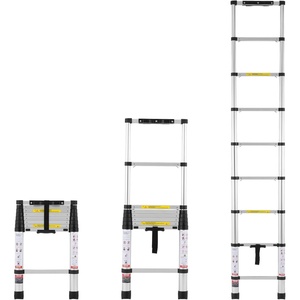 image:imageVEVOR Telescoping Ladder 85FT Aluminum Lightweight Extension Ladder OneButton Retraction Collapsible Ladder 375 LBS Capacity with NonSlip Feet Portable Compact Ladders for Home RV Loft85 FT