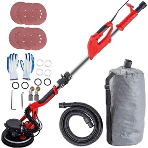 image:imageVEVOR Wall Smoother 900W Electric Tool with 12 Sanding Discs 800 to 1800 RPM Speed 3 Vacuum Hoses Collapsible for Ceiling Use Dual LED Lights Telescoping Handle and Builtin Dust Collector850W