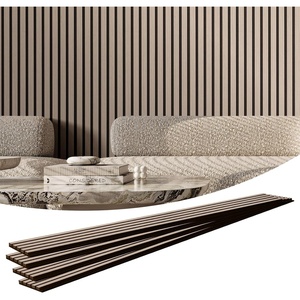 image:imageVEVOR Wood Slat Acoustic Panels 236 x 472 inch 4 Pcs MDF Accent Wooden Wall Panels for Modern Interior Wall Decor Faux Wood Wall Board Panels for Noise Reduction Black OakSilver Wood