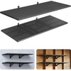 image:imageVEVOR 2Pack Heavy Duty Garage Wall Shelving 2 x 4 ft Steel Wall Mounted Shelving Unit with Hooks 24 x 48 Inch Per Shelf Floating Storage Metal Rack for Garage 500 lbs Total Weight CapacityBlack