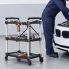 image:imageVEVOR 3 Shelf Heavy Duty Folding Jobsite Cart 3 Tier Rolling Cart with Side Tool Holder amp 360 Swivel Wheels 2 Brakes 300 LBS Folding Utility Cart Tool Storage for Garage Warehouse Workshop311 x 1969 x 4134 in
