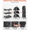 image:imageVEVOR 3 Shelf Heavy Duty Folding Jobsite Cart 3 Tier Rolling Cart with Side Tool Holder amp 360 Swivel Wheels 2 Brakes 300 LBS Folding Utility Cart Tool Storage for Garage Warehouse Workshop2562 x1543 x3276 inch