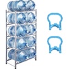 image:imageVEVOR 4 Tiers Water Jug Holder 5 Gallon Water Bottle Holder Double Row Water Bottle Rack for 8 Bottles Heavy Duty Water Jug Rack for Kitchen Office Living Room BlackSilver