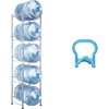 image:imageVEVOR 4 Tiers Water Jug Holder 5 Gallon Water Bottle Holder Double Row Water Bottle Rack for 8 Bottles Heavy Duty Water Jug Rack for Kitchen Office Living Room BlackSilver