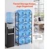 image:imageVEVOR 5 Gallon Water Jug Holder for 10 Bottles 5Tier Double Rows 3 or 5 Gallon Water Bottle Holder with Handle Heavy Duty Jug Rack Organizer Easy Assembly for Kitchen Office Restaurant Black
