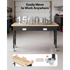 image:imageVEVOR Adjustable Workbench 5000 lbs Capacity 72 x 24 Inch Oak Wood Top Workstation with 4 AC Outlets amp 2 USB Ports HeavyDuty Hardwood Worktable for Garage Workshop Home Office CommercialDrawerUniversal Wheels60x24x417