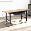 image:imageVEVOR Adjustable Workbench 5000 lbs Capacity 72 x 24 Inch Oak Wood Top Workstation with 4 AC Outlets amp 2 USB Ports HeavyDuty Hardwood Worktable for Garage Workshop Home Office CommercialDrawer StorageUniversal Wheels60x24