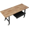 image:imageVEVOR Adjustable Workbench 5000 lbs Capacity 72 x 24 Inch Oak Wood Top Workstation with 4 AC Outlets amp 2 USB Ports HeavyDuty Hardwood Worktable for Garage Workshop Home Office CommercialDrawer StorageUniversal Wheels60x24