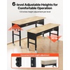 image:imageVEVOR Adjustable Workbench 5000 lbs Capacity 72 x 24 Inch Oak Wood Top Workstation with 4 AC Outlets amp 2 USB Ports HeavyDuty Hardwood Worktable for Garage Workshop Home Office CommercialDrawerUniversal Wheels60x24x417