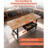 image:imageVEVOR Adjustable Workbench 5000 lbs Capacity 72 x 24 Inch Oak Wood Top Workstation with 4 AC Outlets amp 2 USB Ports HeavyDuty Hardwood Worktable for Garage Workshop Home Office CommercialDrawer StorageUniversal Wheels60x24