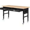 image:imageVEVOR Adjustable Workbench 5000 lbs Capacity 72 x 24 Inch Oak Wood Top Workstation with 4 AC Outlets amp 2 USB Ports HeavyDuty Hardwood Worktable for Garage Workshop Home Office CommercialDrawerUniversal Wheels60x24x417