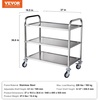 image:imageVEVOR Extra Large Utility Cart 3 Tier Rolling Cart with Adjustable Shelf Stainless Steel Kitchen Serving Cart with Swivel Casters Brake Wheels Metal Food Storage Service Trolley 37L x 20D x 37H