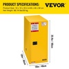 image:imageVEVOR Flammable Cabinet 45 Gal 18 x 43 x 65 Yellow  ColdRolled Steel Explosion Proof 2 Adjustable Shelves 2 Manual Doors Industrial Use18 x 18 x 35