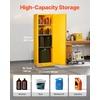 image:imageVEVOR Flammable Cabinet 45 Gal 18 x 43 x 65 Yellow  ColdRolled Steel Explosion Proof 2 Adjustable Shelves 2 Manual Doors Industrial Use18 x 23 x 65