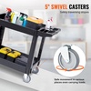 image:imageVEVOR Heavy Duty Utility Cart with Tray amp Pegboard 550 LBS 2 Tier Service Cart with 360 Swivel amp Fixed Wheels 2 with Brakes Plastic Rolling Cart Tool Storage for Garage Warehouse Workshop4055 x 1771 x 3346 in