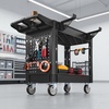 image:imageVEVOR Heavy Duty Utility Cart with Tray amp Pegboard 550 LBS 2 Tier Service Cart with 360 Swivel amp Fixed Wheels 2 with Brakes Plastic Rolling Cart Tool Storage for Garage Warehouse Workshop3976 x 1732 x 3327 in