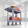 image:imageVEVOR Heavy Duty Utility Cart with Tray amp Pegboard 550 LBS 2 Tier Service Cart with 360 Swivel amp Fixed Wheels 2 with Brakes Plastic Rolling Cart Tool Storage for Garage Warehouse Workshop3976 x 173 x 333 in