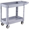 image:imageVEVOR Heavy Duty Utility Cart with Tray amp Pegboard 550 LBS 2 Tier Service Cart with 360 Swivel amp Fixed Wheels 2 with Brakes Plastic Rolling Cart Tool Storage for Garage Warehouse Workshop3976 x 173 x 333 in