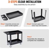 image:imageVEVOR Heavy Duty Utility Cart with Tray amp Pegboard 550 LBS 2 Tier Service Cart with 360 Swivel amp Fixed Wheels 2 with Brakes Plastic Rolling Cart Tool Storage for Garage Warehouse Workshop4055 x 1771 x 3346 in