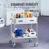image:imageVEVOR Lab Serving Cart Utility Cart Stainless Steel Medical Cart with Two Drawers for lab Equipment Use Grade I Stainless Steel Utility Services 2 Shelves 2 DrawerUtility Cart