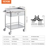 image:imageVEVOR Lab Serving Cart Utility Cart Stainless Steel Medical Cart with Two Drawers for lab Equipment Use Grade I Stainless Steel Utility Services 2 Shelves 2 DrawerCatering Cart