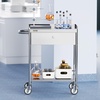image:imageVEVOR Lab Serving Cart Utility Cart Stainless Steel Medical Cart with Two Drawers for lab Equipment Use Grade I Stainless Steel Utility Services 2 Shelves 2 DrawerCatering Cart