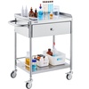 image:imageVEVOR Lab Serving Cart Utility Cart Stainless Steel Medical Cart with Two Drawers for lab Equipment Use Grade I Stainless Steel Utility Services 2 Shelves 2 DrawerCatering Cart