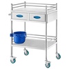 image:imageVEVOR Lab Serving Cart Utility Cart Stainless Steel Medical Cart with Two Drawers for lab Equipment Use Grade I Stainless Steel Utility Services 2 Shelves 2 DrawerUtility Cart