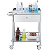image:imageVEVOR Lab Serving Cart Utility Cart Stainless Steel Medical Cart with Two Drawers for lab Equipment Use Grade I Stainless Steel Utility Services 2 Shelves 2 DrawerCatering Cart