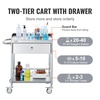 image:imageVEVOR Lab Serving Cart Utility Cart Stainless Steel Medical Cart with Two Drawers for lab Equipment Use Grade I Stainless Steel Utility Services 2 Shelves 2 DrawerCatering Cart