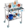 image:imageVEVOR Lab Serving Cart Utility Cart Stainless Steel Medical Cart with Two Drawers for lab Equipment Use Grade I Stainless Steel Utility Services 2 Shelves 2 DrawerUtility Cart