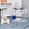 image:imageVEVOR Lab Serving Cart Utility Cart Stainless Steel Medical Cart with Two Drawers for lab Equipment Use Grade I Stainless Steel Utility Services 2 Shelves 2 DrawerUtility Cart