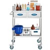 image:imageVEVOR Lab Serving Cart Utility Cart Stainless Steel Medical Cart with Two Drawers for lab Equipment Use Grade I Stainless Steel Utility Services 2 Shelves 2 DrawerUtility Cart