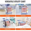 image:imageVEVOR Medical Crash Cart Nursing Emergency Rolling Cart with 5 Drawers amp 4 Silent Wheels Adjust IV Pole Needle Disposal Holder Trash Bin O2 Holder Mobile Trolley for Hospital Clinic Lab SalonGrey  Blue