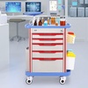 image:imageVEVOR Medical Crash Cart Nursing Emergency Rolling Cart with 5 Drawers amp 4 Silent Wheels Adjust IV Pole Needle Disposal Holder Trash Bin O2 Holder Mobile Trolley for Hospital Clinic Lab SalonGrey  Blue