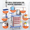 image:imageVEVOR Medical Crash Cart Nursing Emergency Rolling Cart with 5 Drawers amp 4 Silent Wheels Adjust IV Pole Needle Disposal Holder Trash Bin O2 Holder Mobile Trolley for Hospital Clinic Lab SalonGrey  Blue